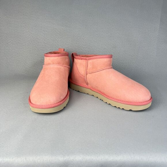 New Womens Ugg Boots Sz 7 Classic Ultra Mini Pink Suede Wool Ankle UGG Australia - Picture 11 of 15